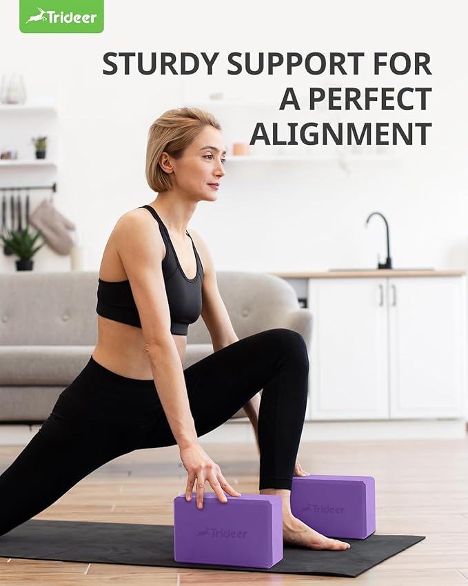 Trideer 9"x6"x3" Yoga Blocks, High Density EVA Foam Blocks 2 Pack, Supportive, Lightweight & Odor Resistant, Yoga Essentials and Accessories for Yogi & Yogini