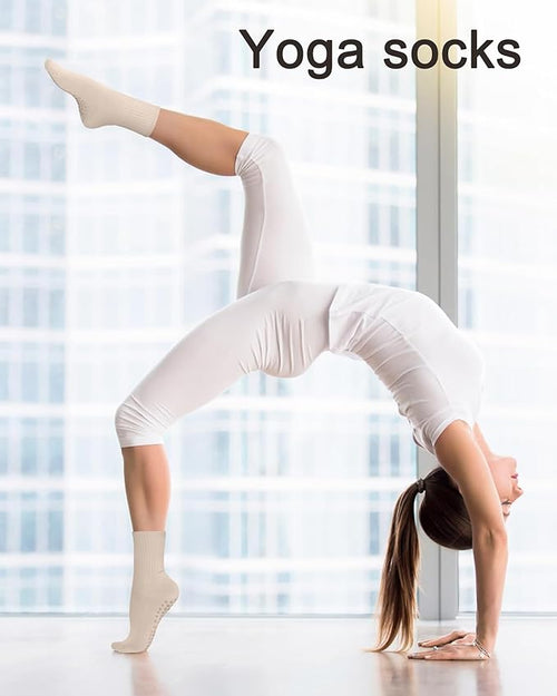 3 Pairs Pilates Socks with Grips for Women Non Slip Grip Socks for Yoga Barre Hospital Workout