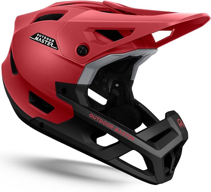 OutdoorMaster Full Face Mountain Bike Helmet for Men & Women-Two Removable Chin Pad Mountain Bike Helmet Grizzly, Ventilation Lightweight Racing Downhill DH BMX MTB Helmet