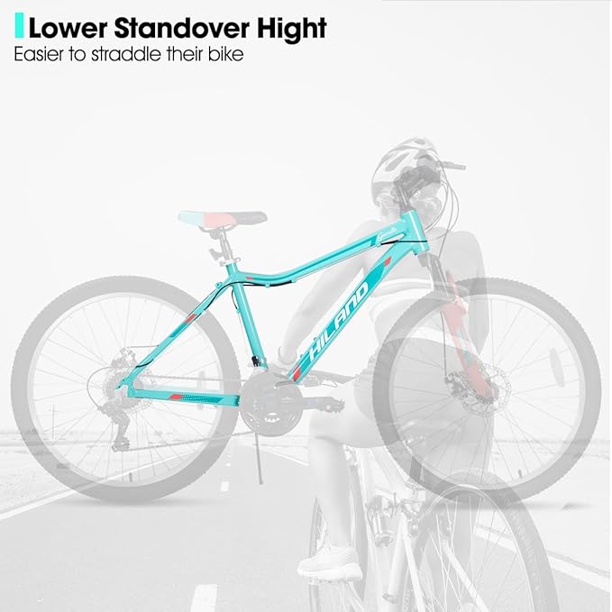 HILAND 20 Inch 26 Inch Mountain Bike for Women Girl, Lock-Out Suspension Fork, Aluminum Frame, Adult Ladies Mens MTB Bicycle