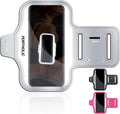Running Armband with Large Reflective Strips, for iPhone 17/16/15 Pro/Pro Max/14 Plus/13/11/XR/XS, Galaxy S25/24 Water Resistant Phone Holder Case with Extension Strap, Key Card Slot, Earphone Holder