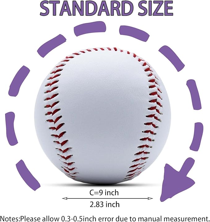Magicorange Baseball, 12 Pack Training Baseballs Unmarked Practice Rubber Core Baseballs for Hitting, Soft Toss, Batting, Fielding, Pitching