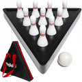 Shuffleboard Bowling Pin Set with 10 Pcs Premium Hardwood Bowling Pins Durabel Triangular Pinsetter Resin Bowling Ball and Carrying Bag, Fun for Shuffleboard Games