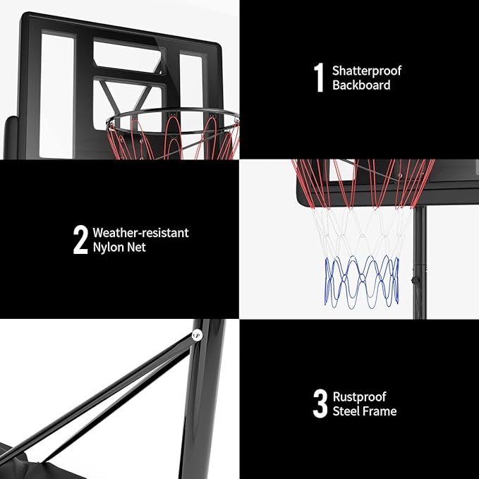Giantex Portable Basketball System, Height Adjustable 8.5-10 Ft Outdoor Indoor Basketball Stand for Kids Youth, 39 Inch Backboard