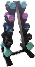 HolaHatha 2, 3, 5, 8, and 10 Pound Neoprene Dumbbell Free Hand Weight Set with Rack, Ideal for Home Exercises to Gain Tone and Definition, Pastel