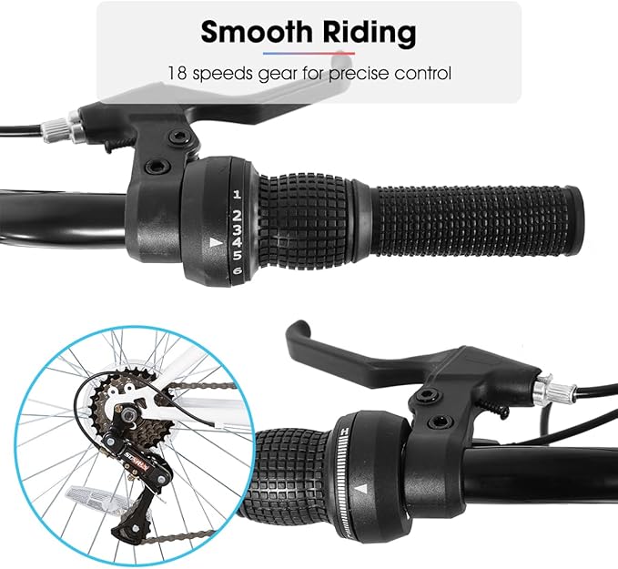 HILAND 24 26 inch Mountain Bike for Men Women, 18 Speeds High-Carbon Steel Frame, Sport Cycling MTB Bicycle for Adult