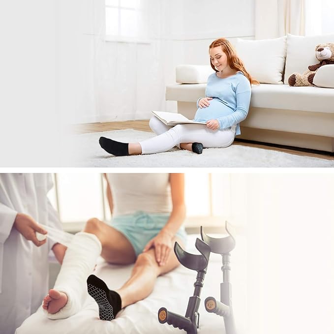 unenow Unisex Non Slip Grip Socks with Cushion for Yoga Pilates Barre Home & Hospital
