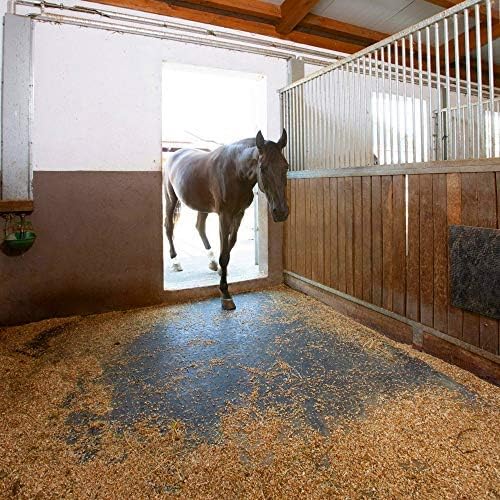 American Floor Mats - Heavy Duty Stall Tiles - Stable/Horse Tiles - Thick, Durable Rubber Flooring Solid Black 8' x 10' Set 3/8" Thick (20 Tiles Total)
