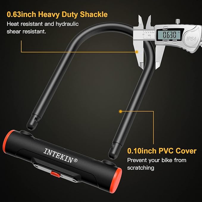 Bike U Lock Heavy Duty Bike Lock Bicycle Lock, 16mm U Lock and 3ft / 5ft / 6ft Length Security Cable with Sturdy Mounting Bracket for Bicycle, Motorcycle and More