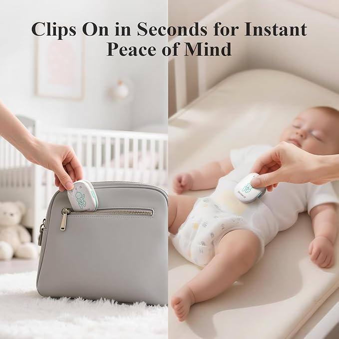 Sense-U Pro Baby Movement Monitor with Arousal Vibration, Movement/Rollover/Overheating Alerts, Audible & App Notifications, Easy Clip-On Design, Smart Sleep Monitor
