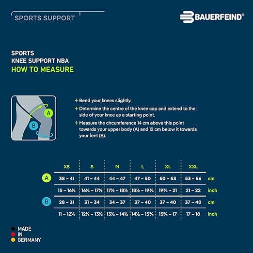 Bauerfeind Sports Knee Support NBA - Officially Licensed Basketball Knee Brace - Relief and Stabilization - Targeted Compression - Lightweight & Durable - Black, Small