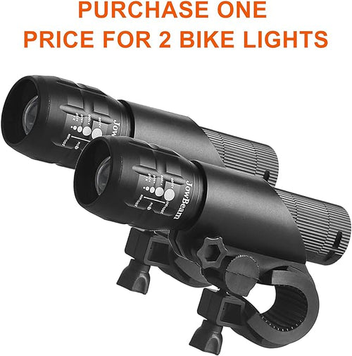 2 Packs Bike Light Set Super Bright Focus Adjustable Front Headlight and Rear LED Mountain Bicycle Light, Mount Included JB866