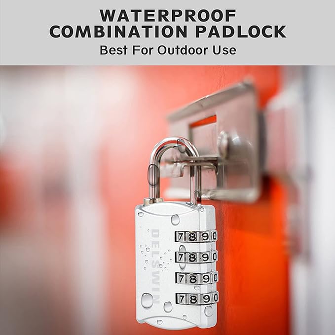 DELSWIN Small Combination Lock for Locker - 4Pack Resettable Luggage Locks for Backpack Suitcase - Gym Employee Locker Lock Combo Padlock