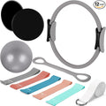Set of 6 Style Pilates Home Equipment Set Pilates Essential Kit Workout Accessories 14 Magic Circle Mini Exercise Ball Yoga Strap Silicone Tension Strip Tension Band Sliding Plate