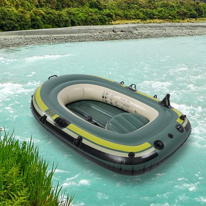 Gazaar 2 Person Inflatable Boat Inflatable Boats for Adults Heavy Duty Green PVC Inflatable Two Person Rowing Boat Fishing Drifting Diving Tool, Inflatable Kayak Canoe, Rowing Air Boat