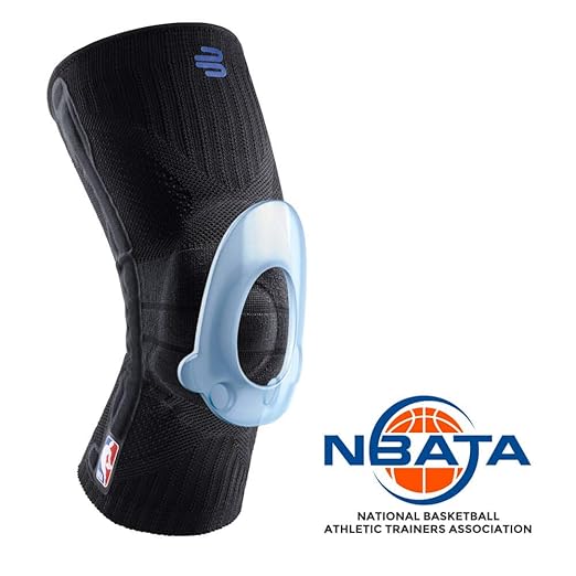 Bauerfeind Sports Knee Support NBA - Officially Licensed Basketball Knee Brace - Relief and Stabilization - Targeted Compression - Lightweight & Durable - Black, X-Large