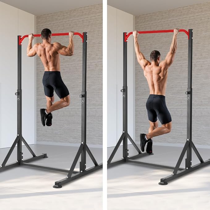 ONETWOFIT Pull Up Station, Power Tower Adjustable Pullup Bar Multifunction Strength Training Workout Gym Equipment Free Standing Chin up Bar for Home Outdoor, Support 440LBS