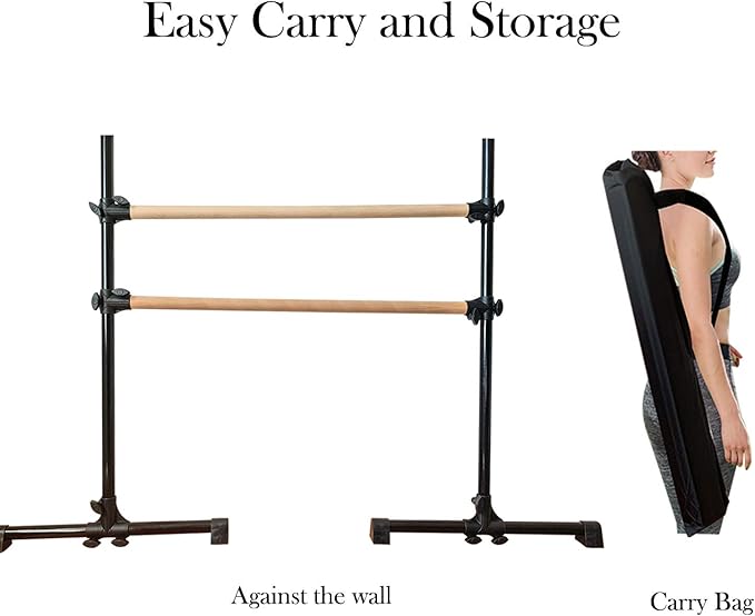 MARFULA 4 Ft Portable Wood Ballet Barre Ballet Bar Dance Barre Freestanding with Carry Bag