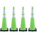 4 Pack 36" Green Traffic Control Cones – High-Visibility PVC Safety Cones with Black Base for Construction, Parking, and Crowd Control(36 inch -4 Pack)