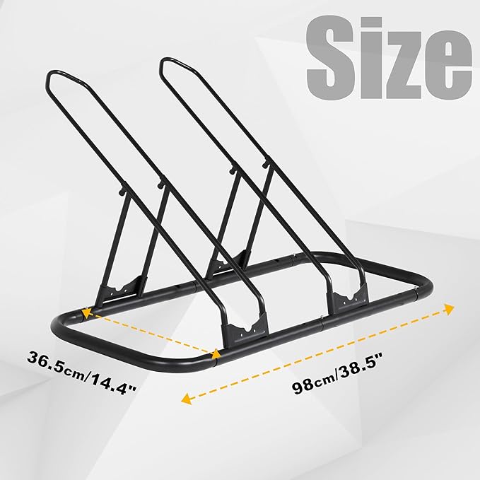 CyclingDeal Bike Rack Floor Parking Bike Stand for up to 6 Bicycles | Indoor, Home & Garage Storage Rack | Stable & Secure Bicycle Stand w/Tire Grooves Up to 29", Holding Plates & Custom Spacing