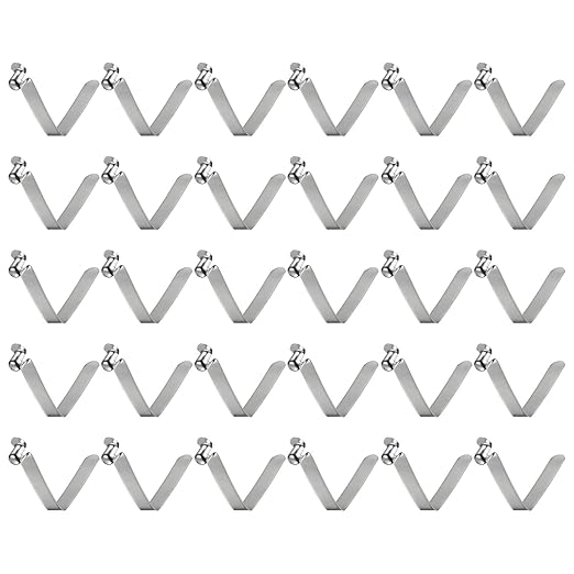 HARFINGTON 30pcs Single Button Kayak Paddle Snap Spring Clip 9.4x12x65mm 65Mn Spring Steel V-Shaped Hollow Lift Telescopic Locking Tube Pole Clips for Tent Umbrella Camping