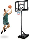 Goplus Portable Basketball Hoop, 10FT Height Adjustable Basketball Goal w/44‘’ Shatterproof Backboard, Outdoor Basketball Stand for Adults Backyard Driveway