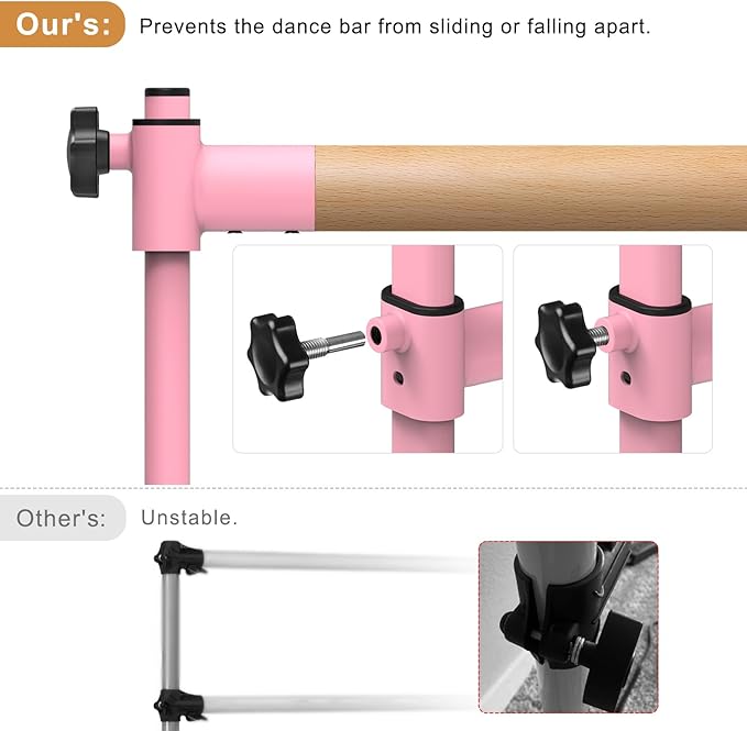 Height Adjustable Ballet Barre, Heavy Duty Freestanding Dance Bar, Anti-Slip Sturdy for Kids & Adults, Ideal for Home, Ballet, Fitness, Yoga