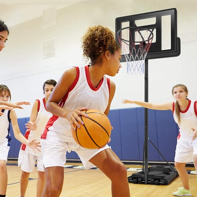 Giantex Portable Basketball System, Height Adjustable 8.5-10 Ft Outdoor Indoor Basketball Stand for Kids Youth, 39 Inch Backboard