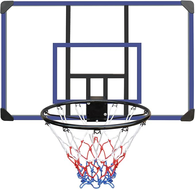 Wall Mounted Basketball Stand 45" x 29" Shatterproof Backplate Folding Basket Durable and All-Weather Mesh Construction for Indoor and Outdoor Use