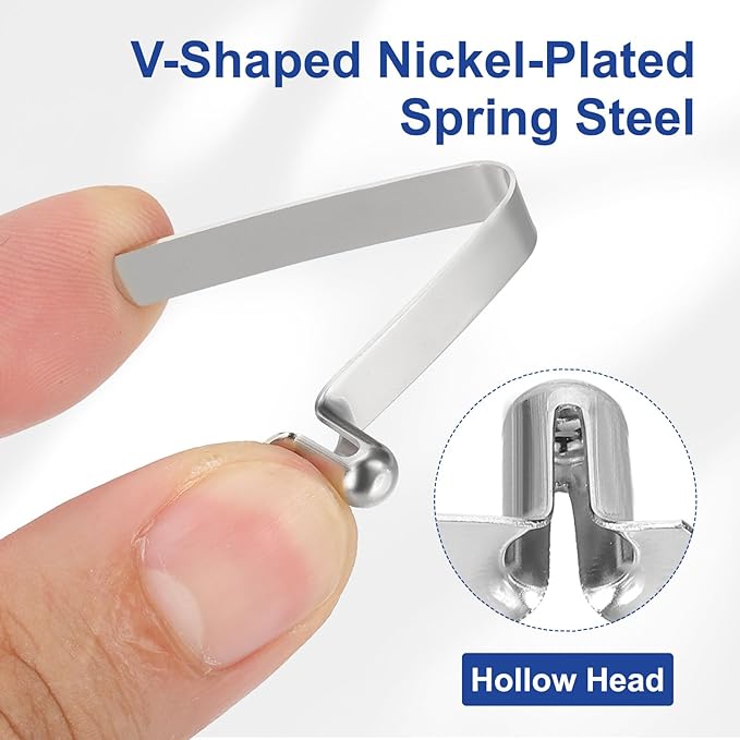 HARFINGTON Single Button Kayak Paddle Snap Spring Clip Spring Steel V-Shaped Hollow Lift Telescopic Locking Tube Pole Clips for Tent Camping