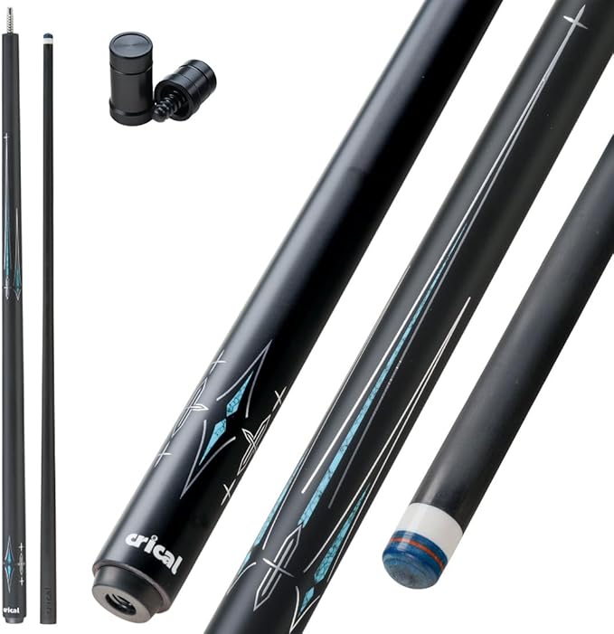 CRICAL Carbon Fiber Pool Cue Stick 58" Billiard Cue Sticks Professional Low Deflection Pool Sticks with 3/8 * 8 Pin Joint and 12.5mm Tip