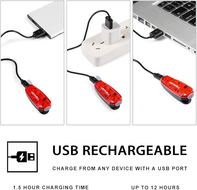 USB Rechargeable LED Safety Lights (2 Pack) - Clip on Strobe Running Lights for Runners, Joggers,Walkers,Kids,Dogs,Bike Tail Lights - High Visibility Accessories for Reflective Gear