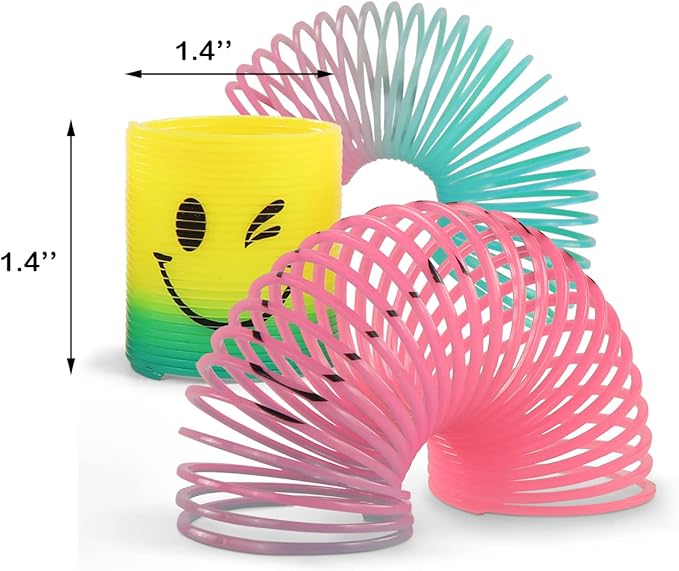 48 Pack Spring Rainbow Magic Fidget Stress Coil Mini Springs Bulk Toys for Party Favor Carnival Prize Birthday Goodie Bag Stuffers for Kids Boys Girls… (48)
