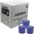 Shield Athletic Underwrap | Bulk Case of 48 Rolls of PreWrap, Hair Tie, Headband, Patellar Support, Pre-Wrap Athletic Tape, 2.75" X 30 SYards, Foam Barrier, Flexible, Breathable (Blue)