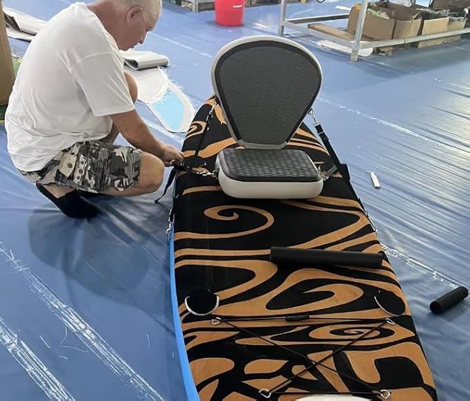 Inflatable Kayak Seat, Universal Paddle Board Seat, Thicken Seat Cushion, Back Support Adjustable, for Surfboard Kayak Canoe Marine (Black)