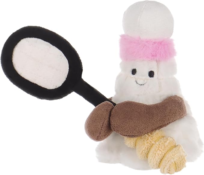Apricot Lamb Happy Badminton Stuffed Animals for Kids, Soft Cute Plush Toys for Baby Girl and Boy, Fluffy Happy Badminton