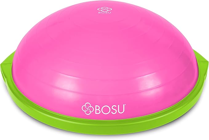 Bosu Balance Ball Exercise Trainer, Home Gym Equipment w/ Guided Workouts & Pump, 26", Blue - Inflatable Fitness Platform for Strength Training, Standing, Balancing, and Core Workout