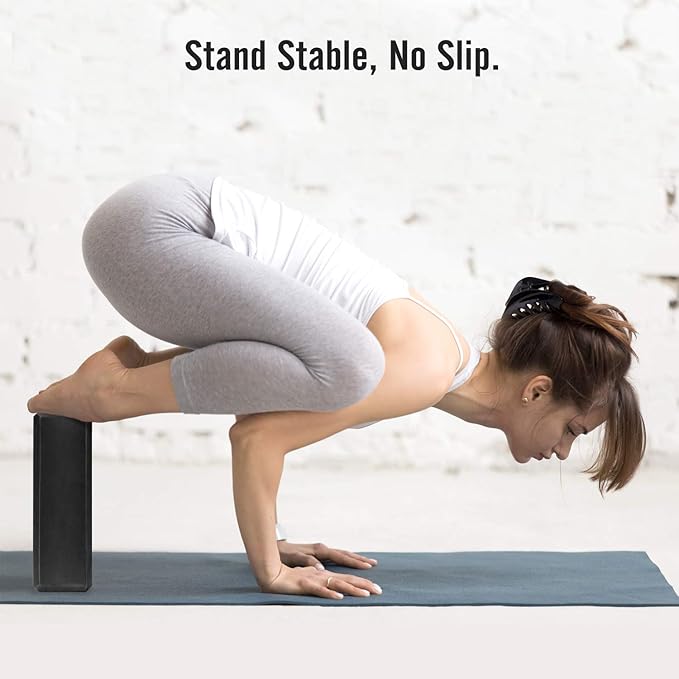 MoKo Thin Yoga Blocks 2 Pack, 9" x 6" x 3" High Density EVA Foam Yoga Block Exercise Bricks, Eco Friendly & Lightweight, Increase Flexibility & Balance, Great for Stretching & Holding Poses