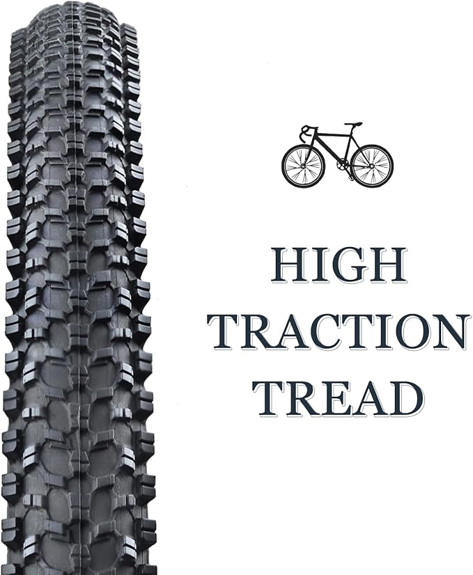 Mountain Bike tire, 24x1.95/26x1.95 Folding Replacement Bicycle Tires with Tire Levers and Tire Tubes, 24''/26'' Mountain Bicycle Tire for MTB Off-Road Bicycle Cycling