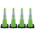 4 Pack 28" Green Traffic Safety Cones with Weighted Black Base – High-Visibility PVC Cones for Construction Sites, Parking Lots & Crowd Control (28 inch -4 Pack)