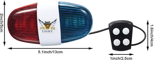 2 Pieces Bike Police Sound Lights LED Sounds Trumpet Bike Horn Police Siren Warning Safety Bicycle LED Light Waterproof