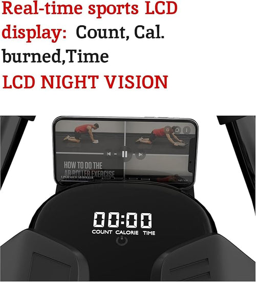 2024 First Ever Calorie Counting Ab Roller High-Performance Abdominal Exercise Machine with Automatic Rebound, Multi-layered Anti-Slip Design & Versatile Exercise Bands