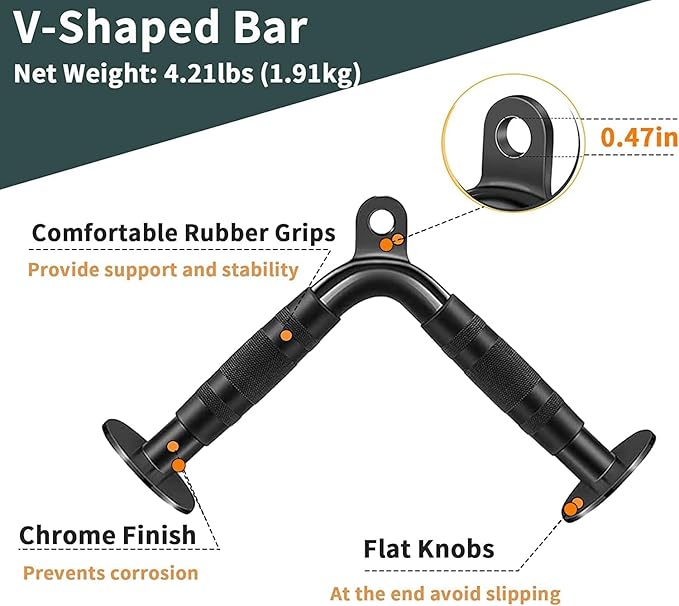 Cable Attachments for Gym, Cable Machine Attachment Set, LAT Pulldown Attachments, Cable Machine Accessories, Tricep Pull Down Attachment, Home Gym Accessories