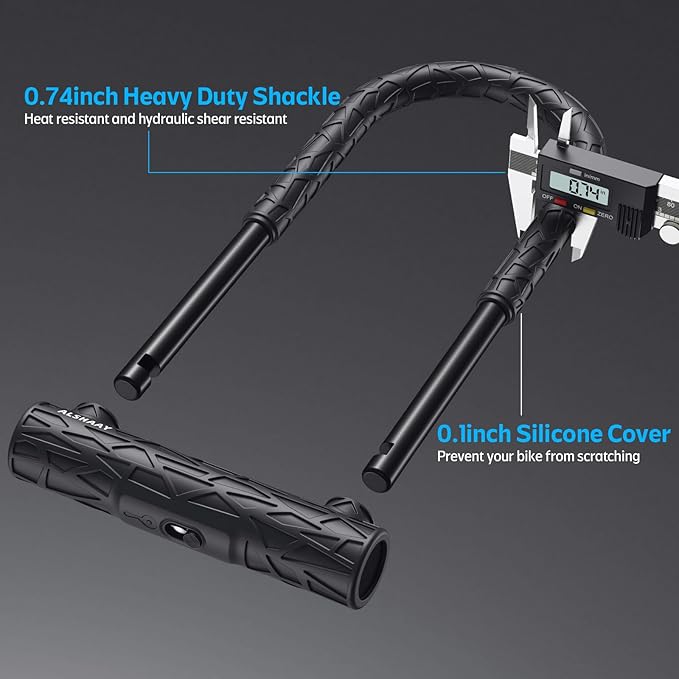 Heavy Duty Bike U Lock - Super Strong 12 Ton Shear, 20mm U Shape Lock Anti-Theft Silicone Covered Electric Scooter Lock Keyhole with Sliding Cover 4ft Steel Cable with Mounting Bracket and 3 Keys(L)