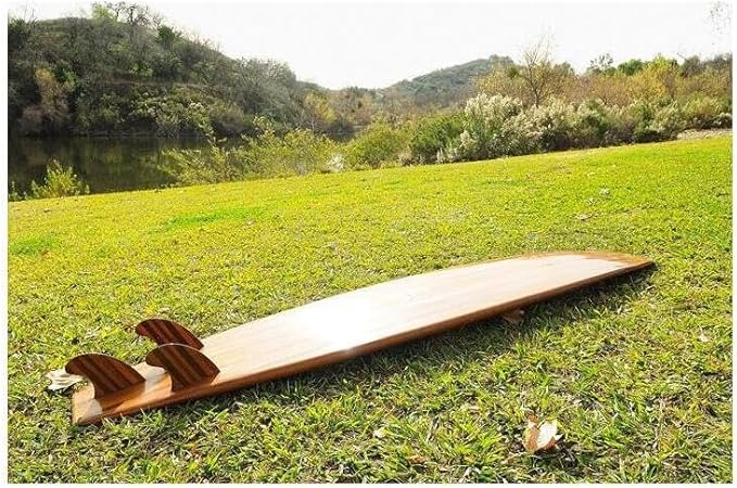 Wooden Surfboard Longboard Handmade Stylish Fins Glossy Exterior Red Cedar Epoxy Surfboard