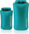 2-pack 30D Nylon Waterproof Dry Bag-Portable Storage Sack for Kayaking, Hiking and Rafting-Roll Top Closure-Float on Water(5L/20L,Turquoise blue)