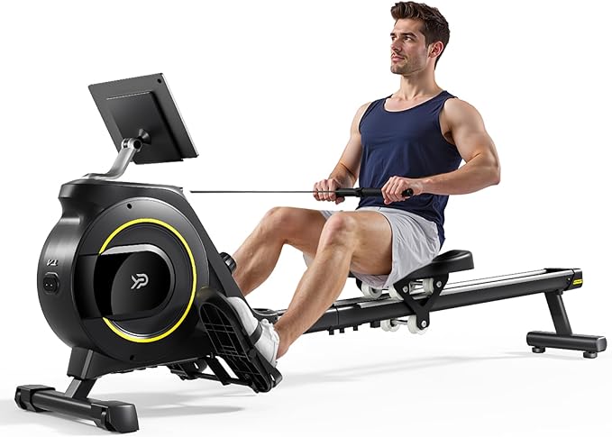 Rowing Machine for Home, 350 LB Capacity, 16-Level Silent Resistance, Magnetic Rowing Machines for Home Foldable, Full-Body Workout Compact Rowing Machine for Cardio & Strength with APP Support