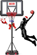 IGL Portable Basketball Hoop, 10ft Height Adjustable Basketball Goals Outdoor, 44 Inch Shatterproof Backboard Basketball Goal System for Backyard, Driveway, Court