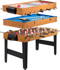 ARLIME 3 in 1 Multi Game Table, 48'' Foosball Desk w/Billiards, Soccer, Slide Hockey, Wood Foosball Table for Adults, Game Room, Parties