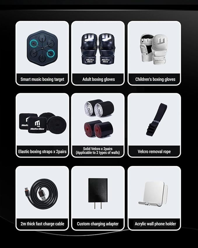 2025 Upgraded Smart Music Boxing Machine, Professional Online Boxing Lessons for Sculpting Fat Burning - 24H Standby, 160 Synced LED Lights, Wall-Mount Punching Bag for Home Gym